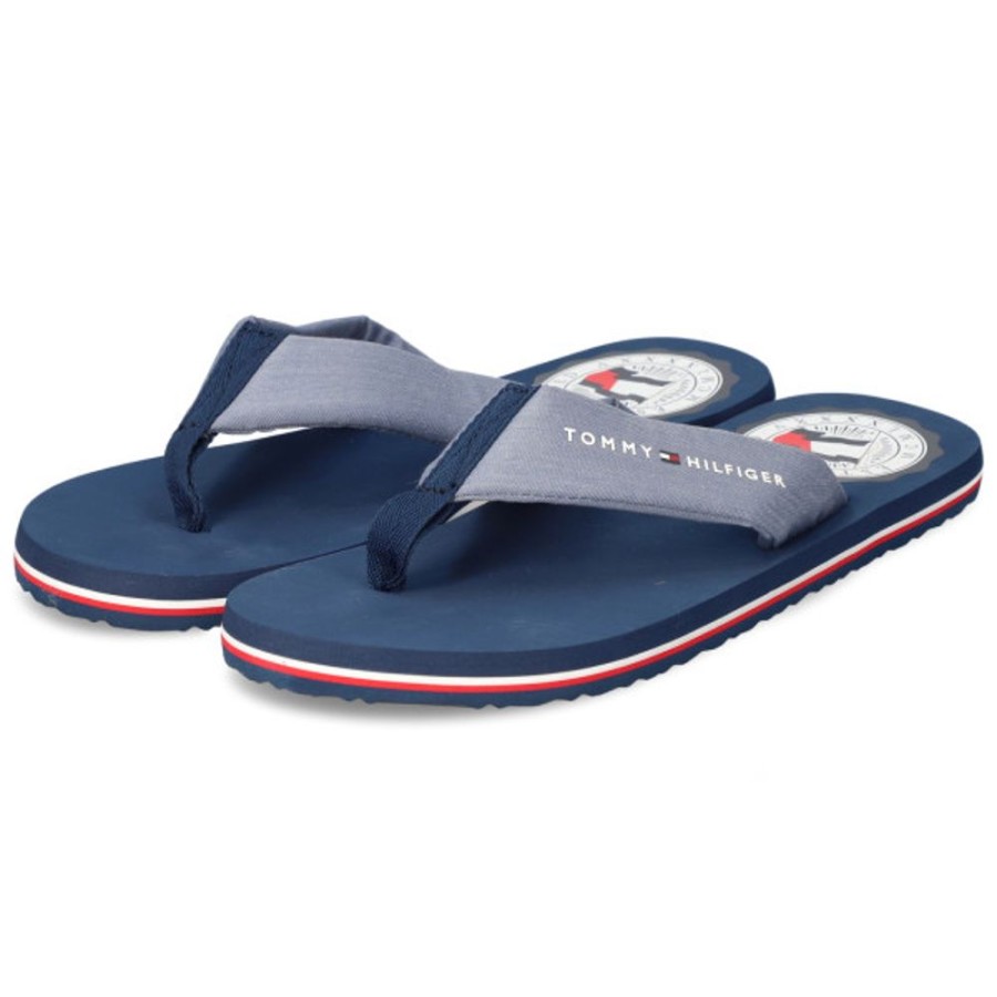 Herren Tommy Hilfiger Sportschuhe | Tommy Hilfiger Recycled Chambray Beach Sandal