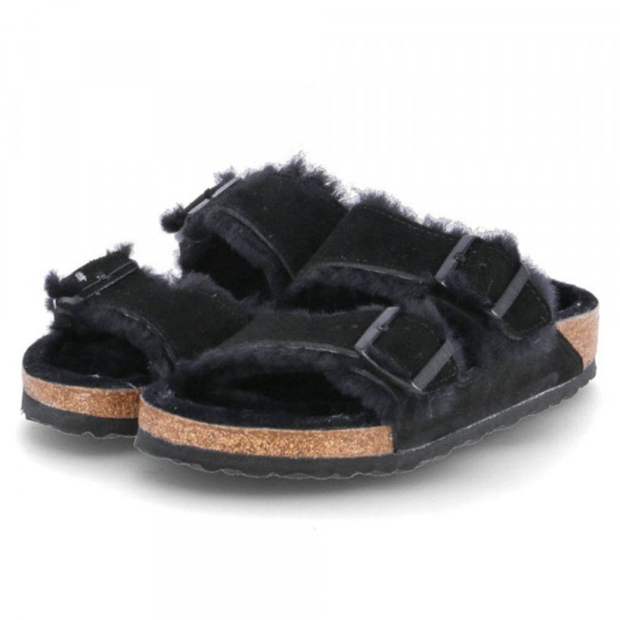 Herren Birkenstock Clogs & Pantoletten | Birkenstock Pantoletten Arizona Fur